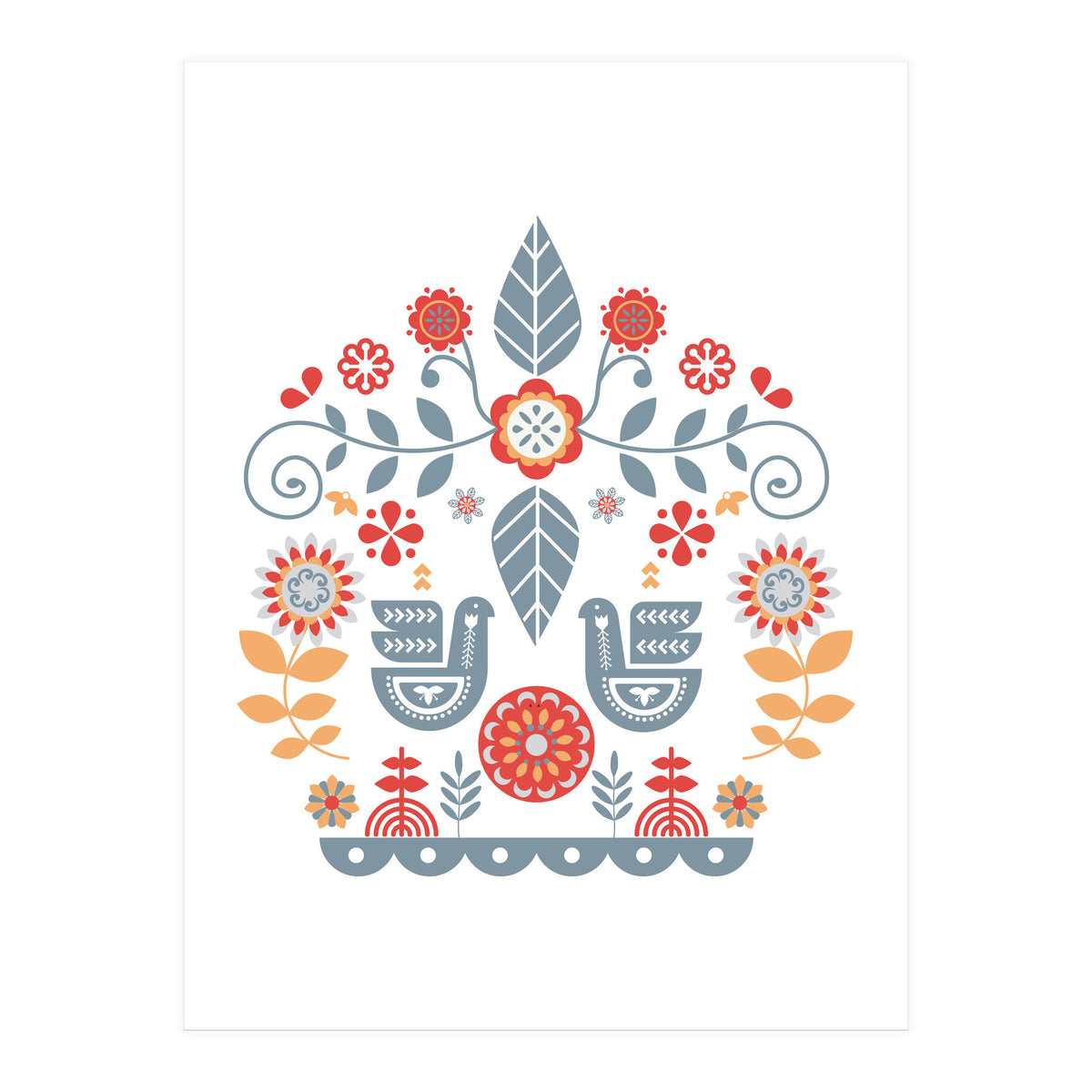 Scandinavian Folk Art Pattern Art Print by Nordic Print