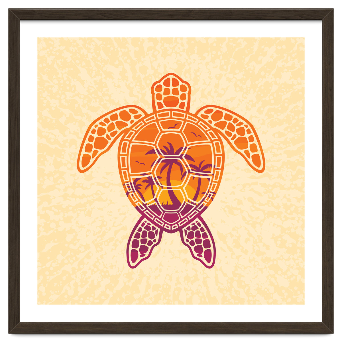 Tropical Sunset Sea Turtle Design