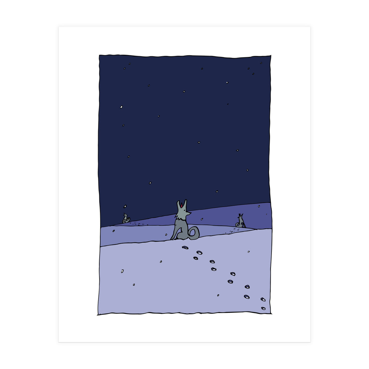 Dogs in Winter Night (Print Only)