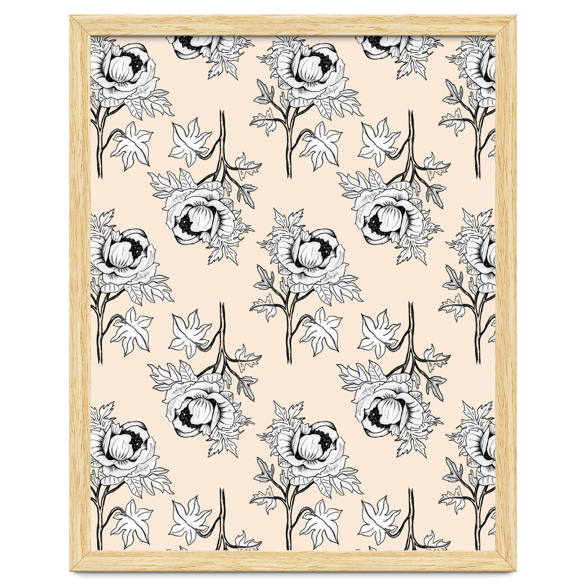 Drawing pattern of roses to pencil on beige