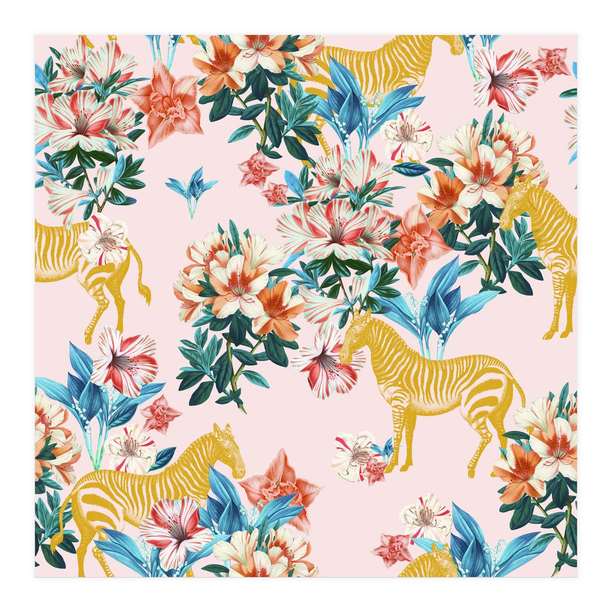 Floral And Zebras (Print Only)