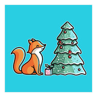 Cute Fox Christmas Tree (Print Only)