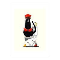 Black Panther on the Toilet, funny bathroom humour (Print Only)