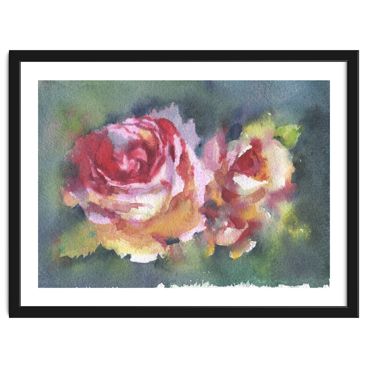 Wildflowers rose watercolor painting