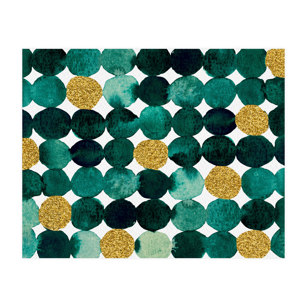 Dots pattern - emerald green and gold (Print Only)