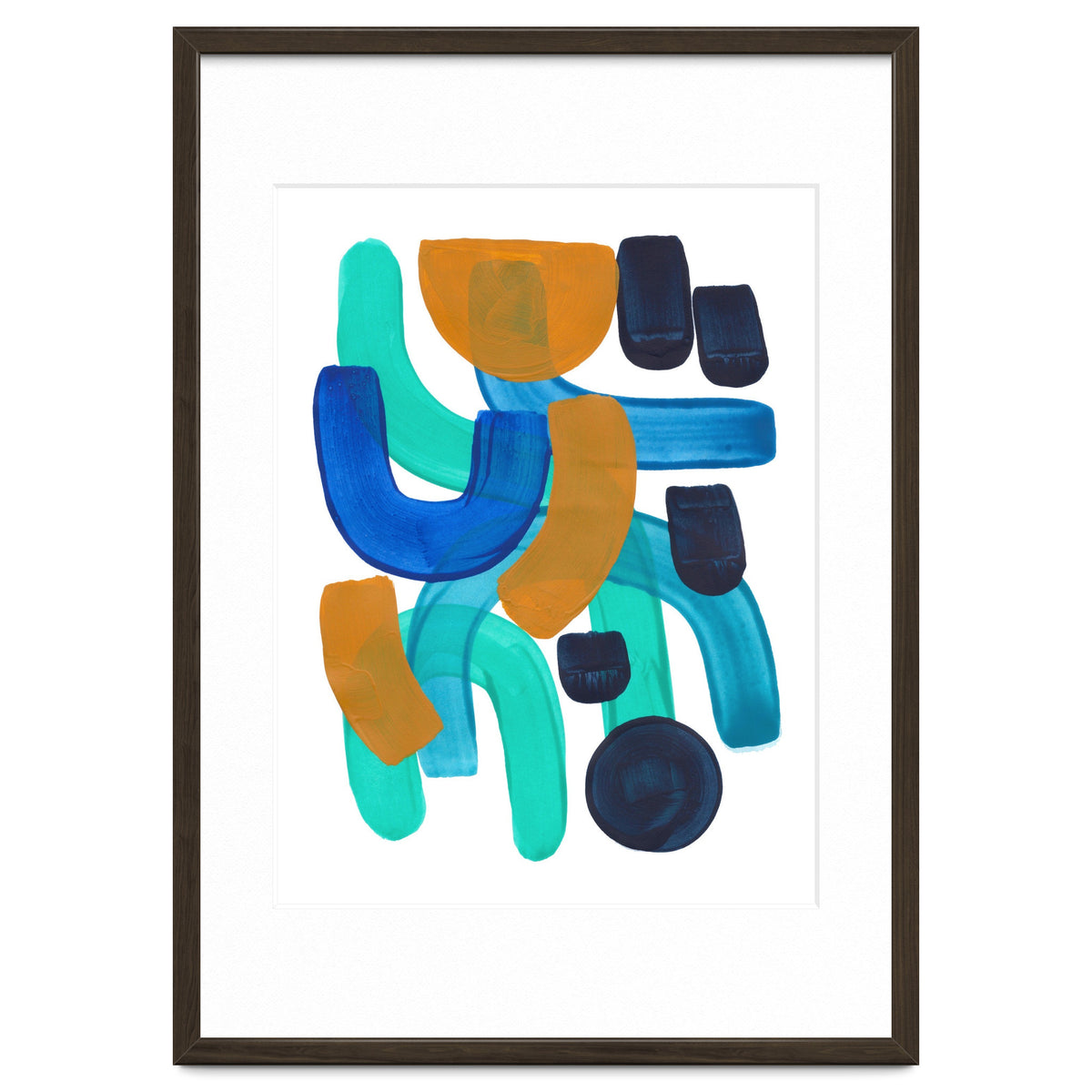 Fun Colorful Blue Turquoise Shape Yellow Accent