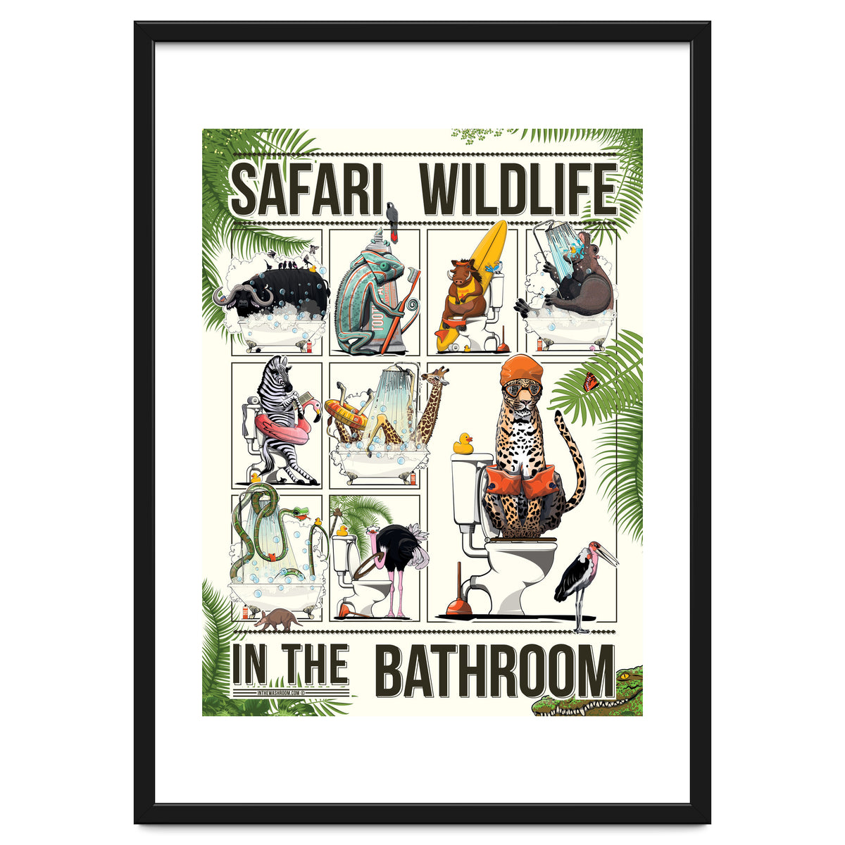 Safari Animals in the Bathroom, funny toilet humour