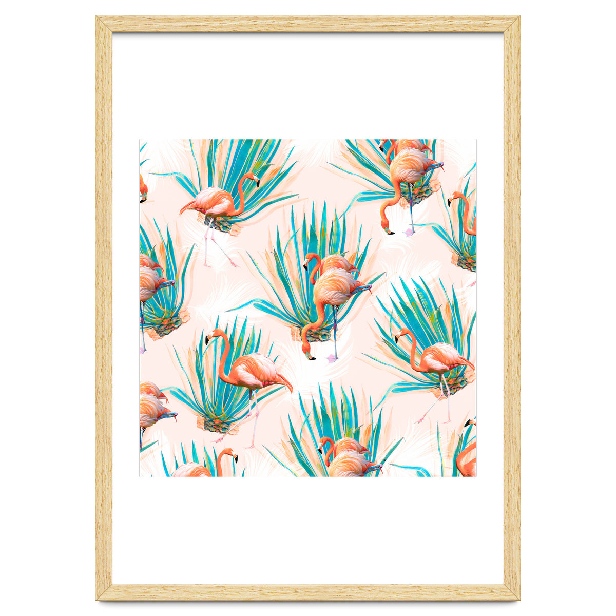 Anaglyph Flamingos with cactus