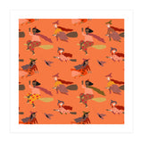 Tiny Witches Pattern (orange Backgrownd) (Print Only) thumbnail