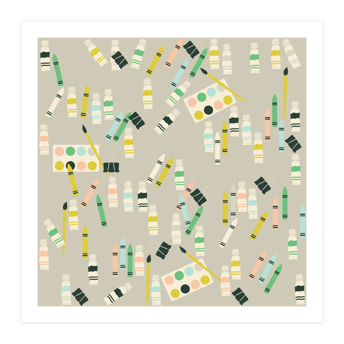 Artist pattern with crayons, watercolors and acrylic paint (Print Only)