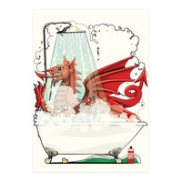 Welsh Dragon in the Bath, Funny Bathroom Humour, Wales, Britain, United Kingdom  (Print Only)