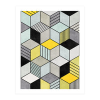 Colorful Concrete Cubes 2 - Yellow, Blue, Grey (Print Only)