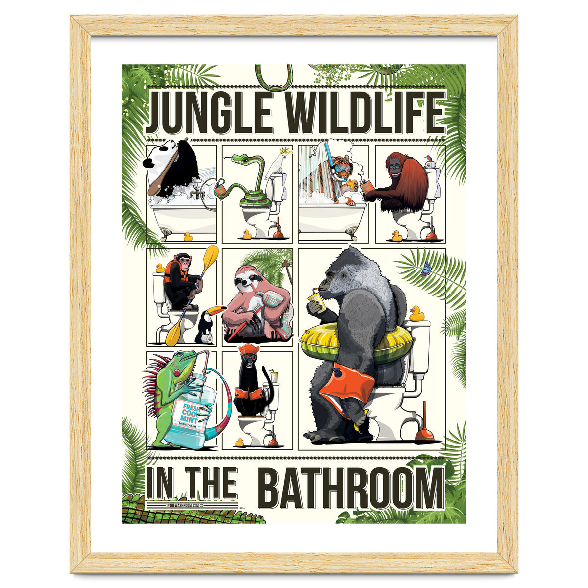 Jungle Wildlife in the Bathroom, funny toilet humour