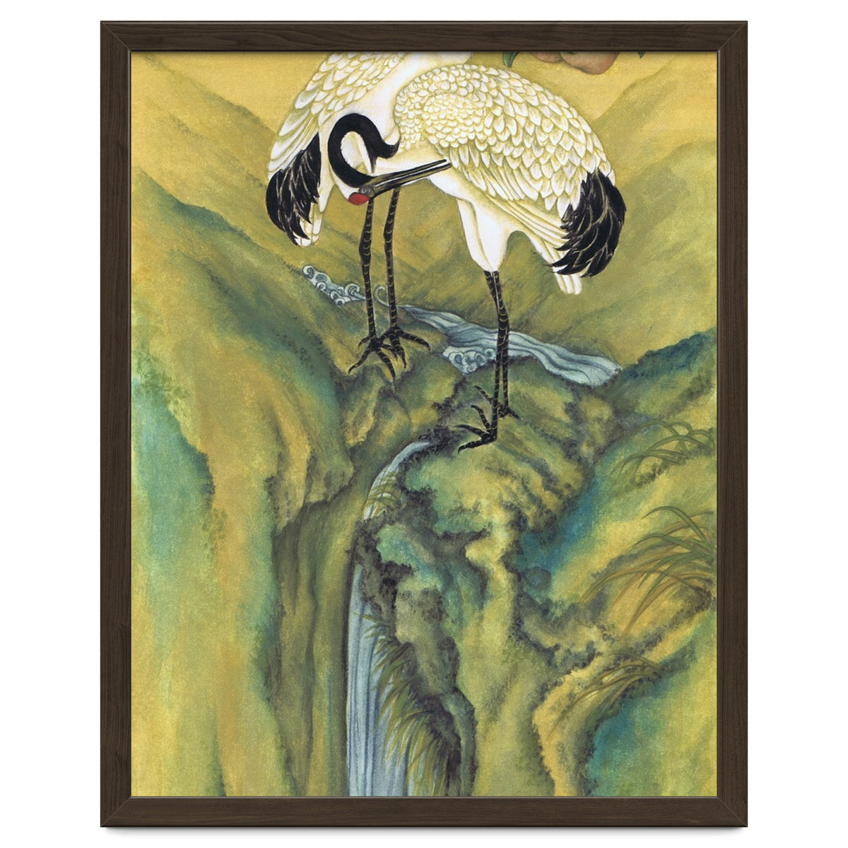 Cranes At The Top Of A Waterfall