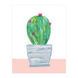 Painted Cactus In Blue Stripe Plant Pot (Print Only) thumbnail
