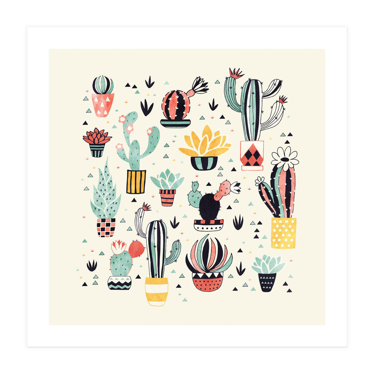 Cactus In A Flower Pot (Print Only)