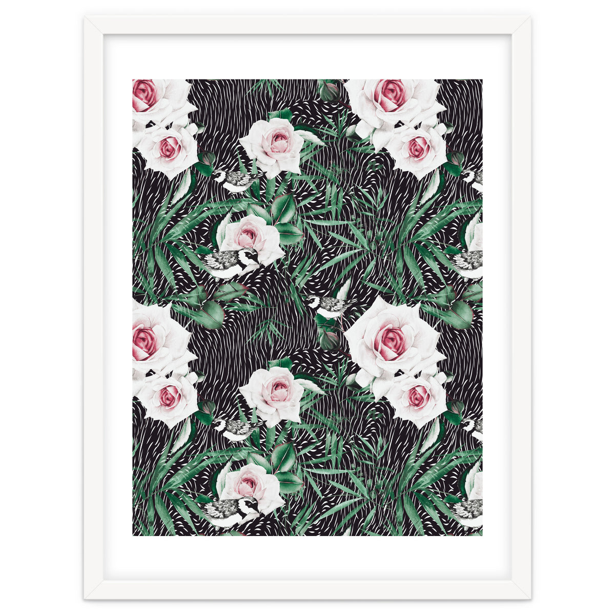 Dark flowery abstract of birds