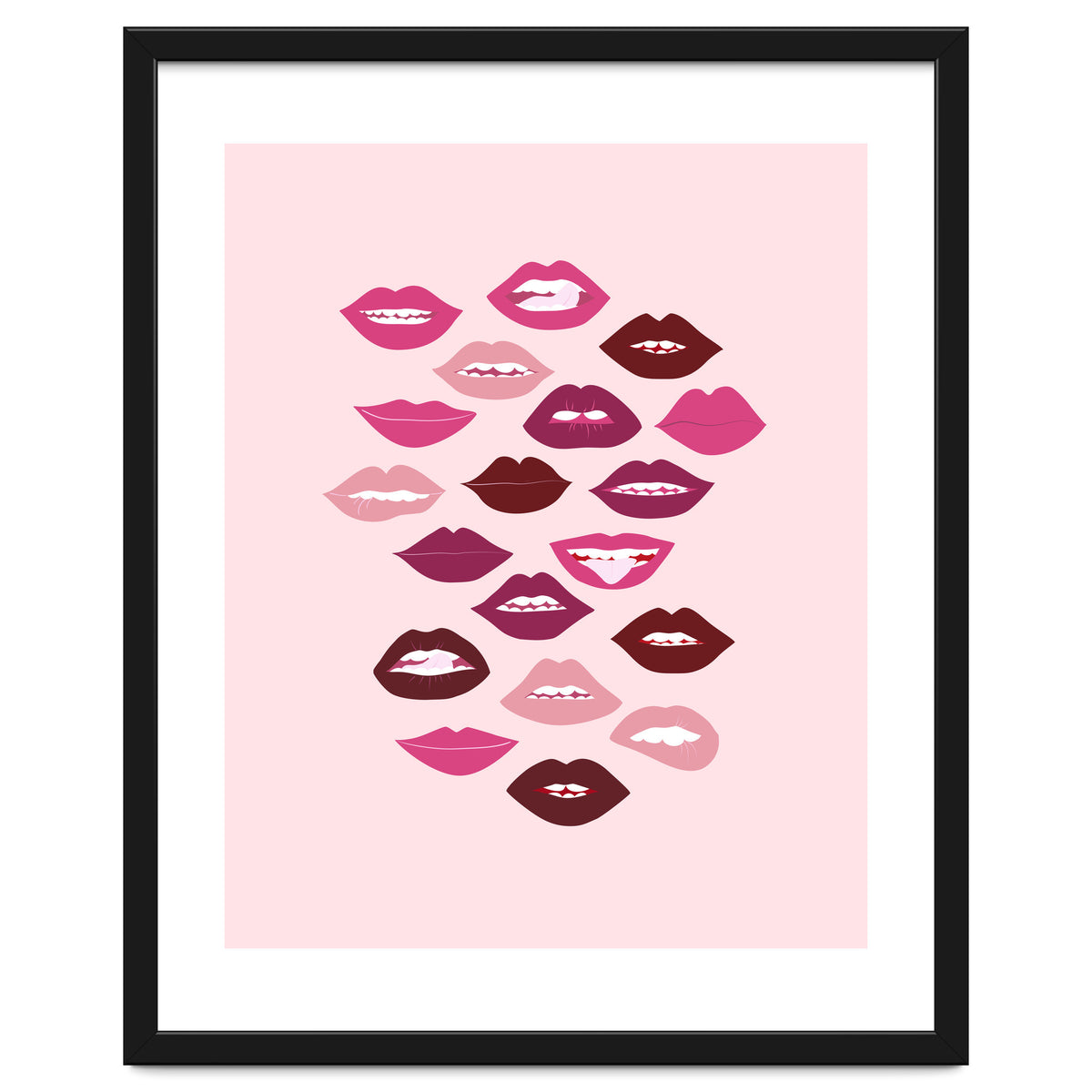 Lips Dark on Pink Background