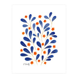 Springtime Floral | Blue and Orange (Print Only) thumbnail