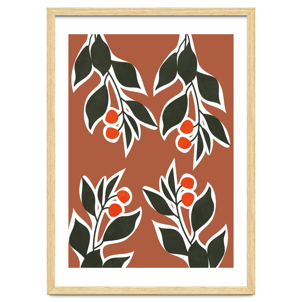 Red Cherry Leaf Boho Botanical II