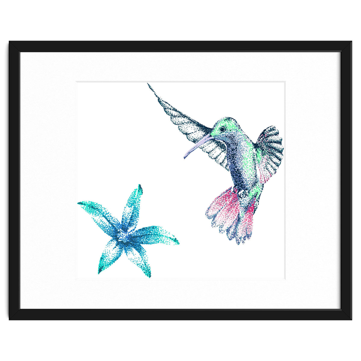 Green Hummingbird And Tropical Flower