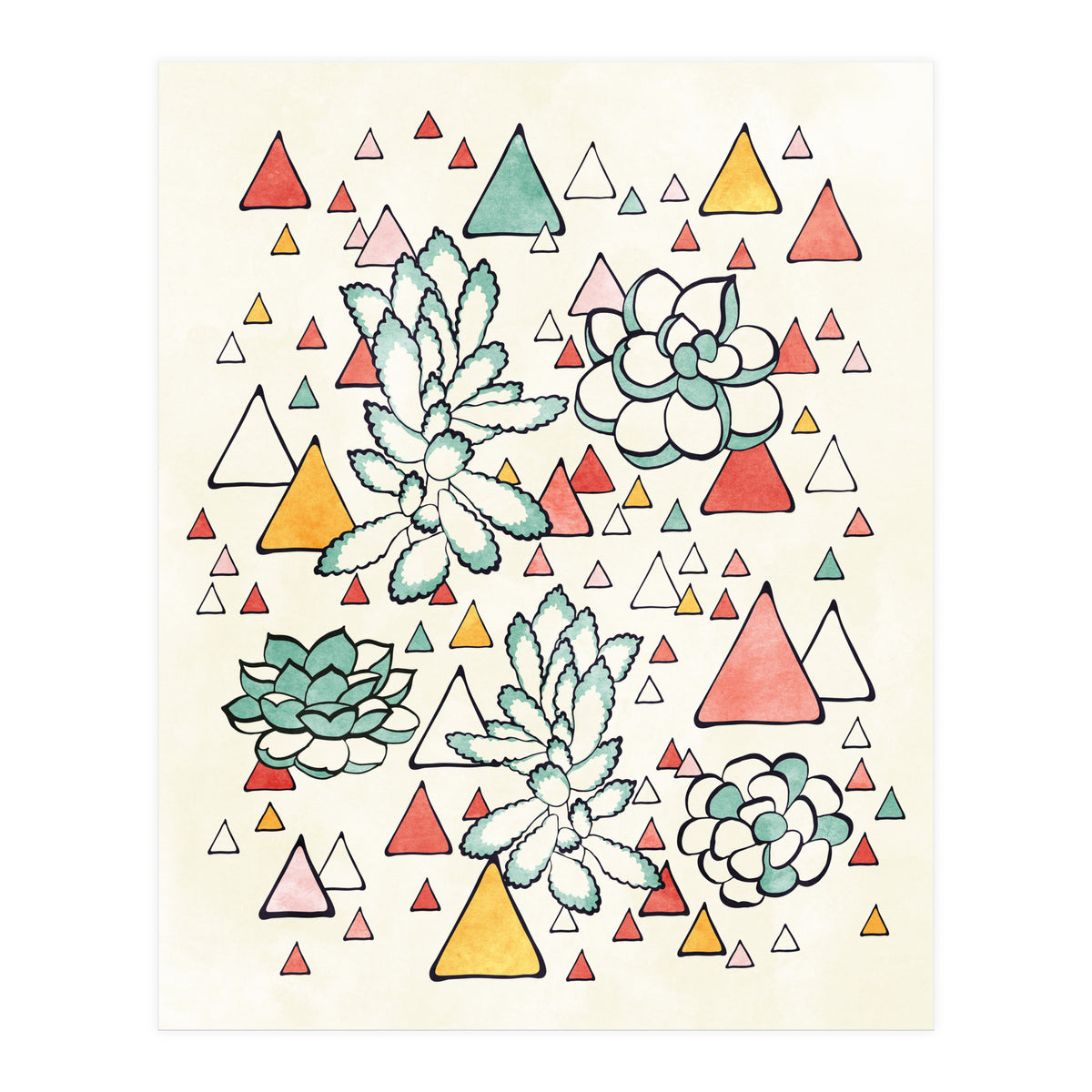 Succulent And Triangles (Print Only)