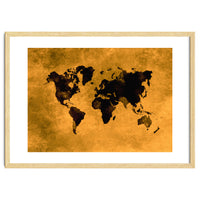 World Map black and yellow digital art