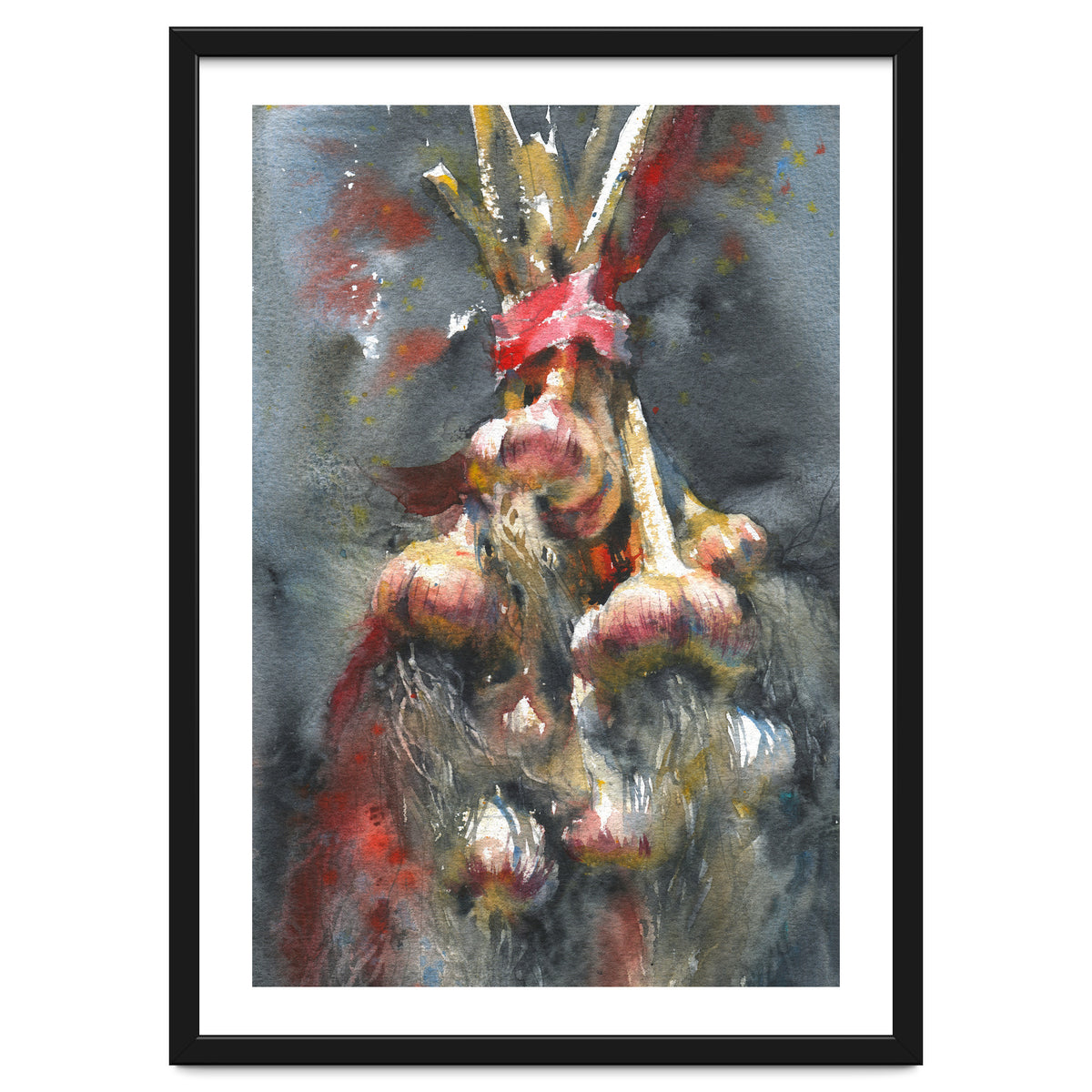 Garlic. Still-life  watercolor painting