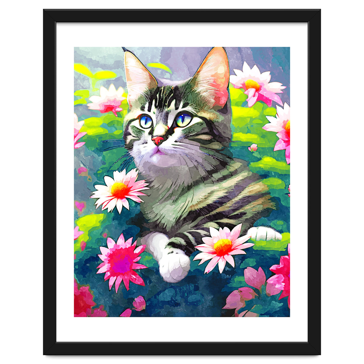 Always Positive, The Optimistic Cat, Positivity Mindset Pets, Optimism Watercolor Painting Animals