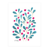 Springtime Floral | Teal and Pink (Print Only) thumbnail