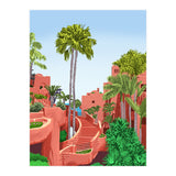 Tropical Architecture, Mexico Exotic Places Building Illustration Bohemian Painting Palm  (Print Only) thumbnail