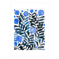 Flowers And Foliage Blue (Print Only)