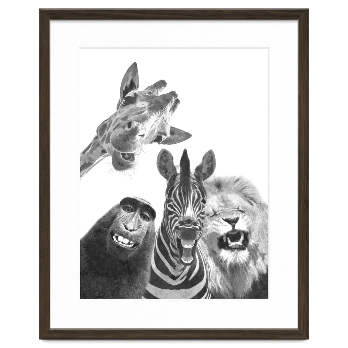 Black and White Jungle Animal Friends