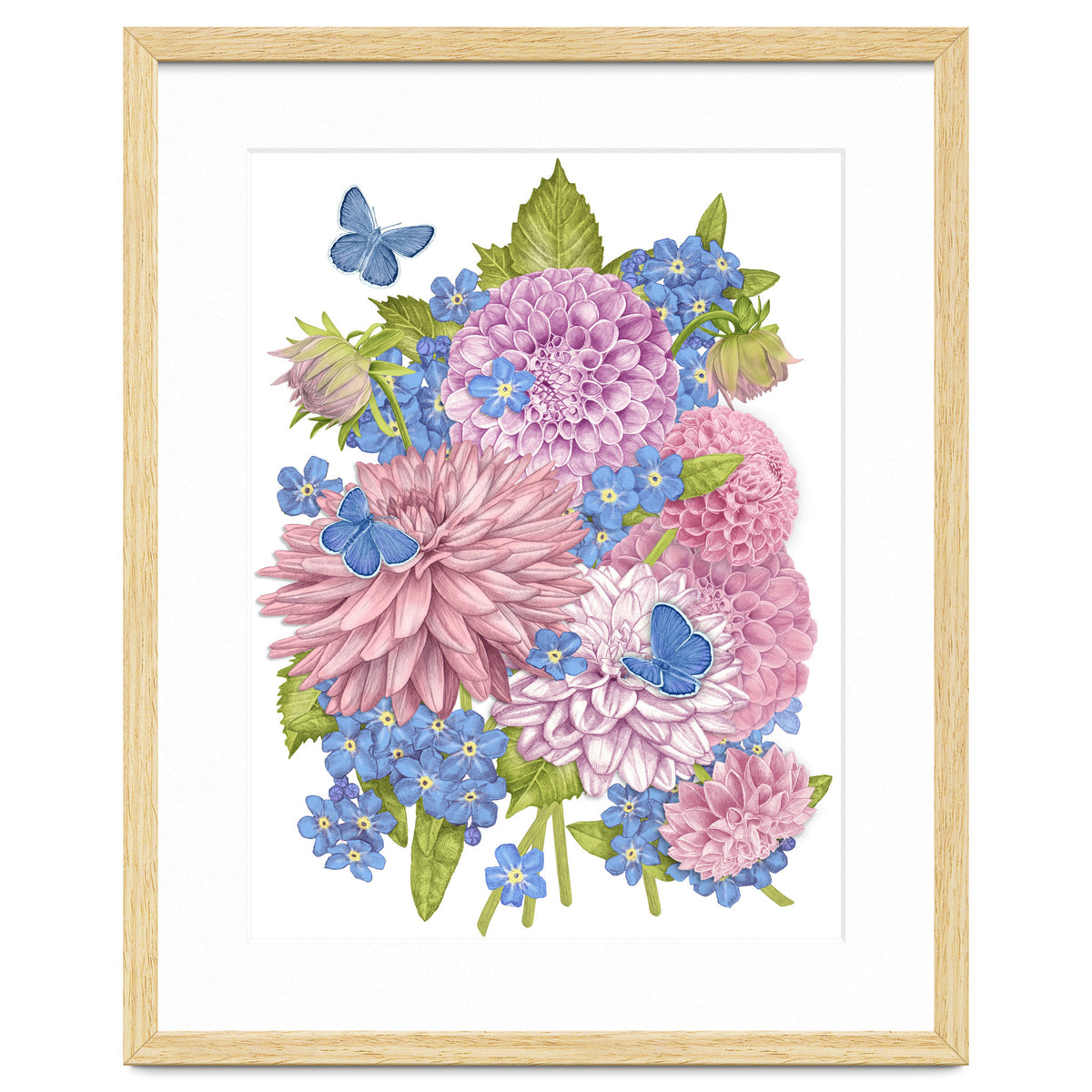 Pink Flowers and Butterflies