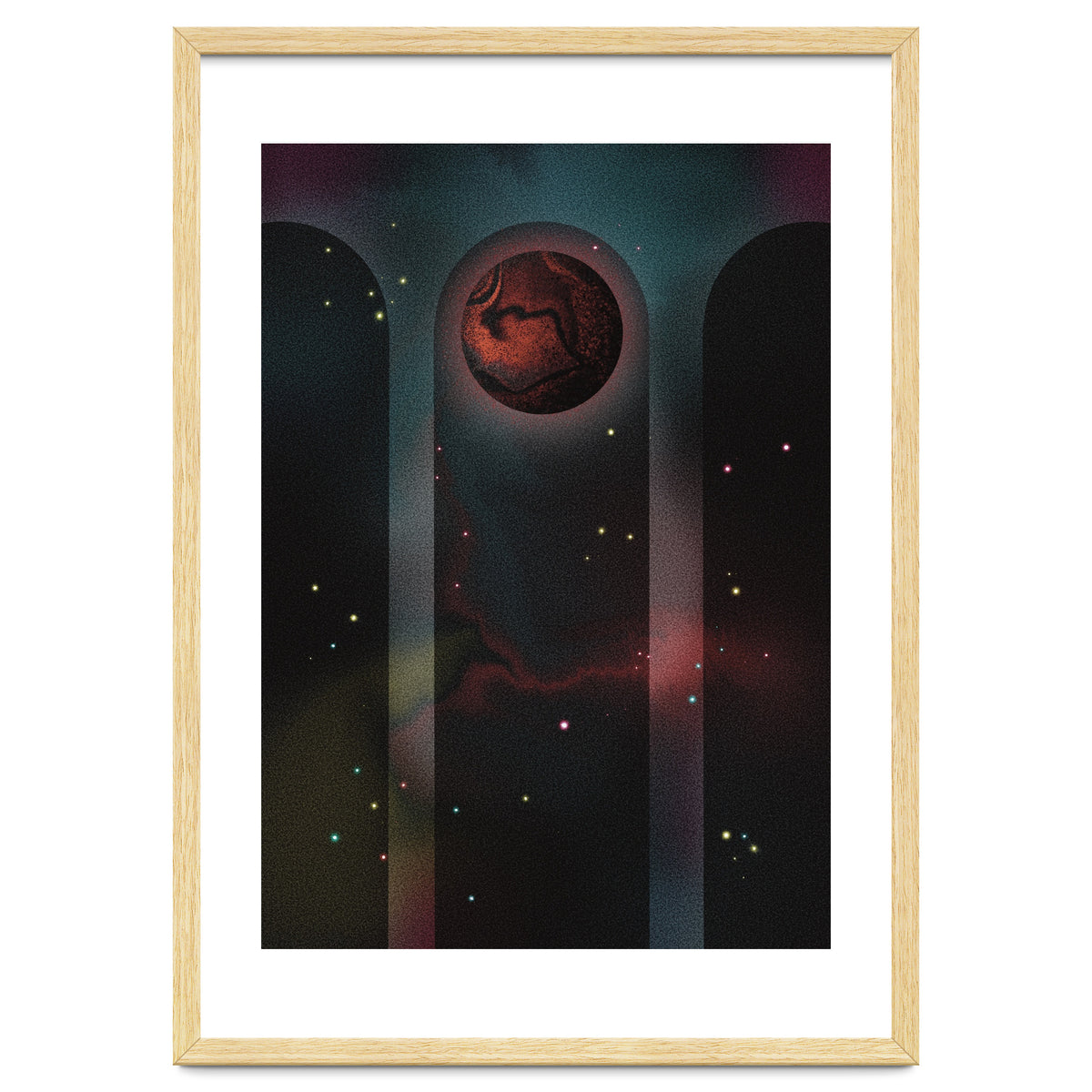 Space Temple with red planet