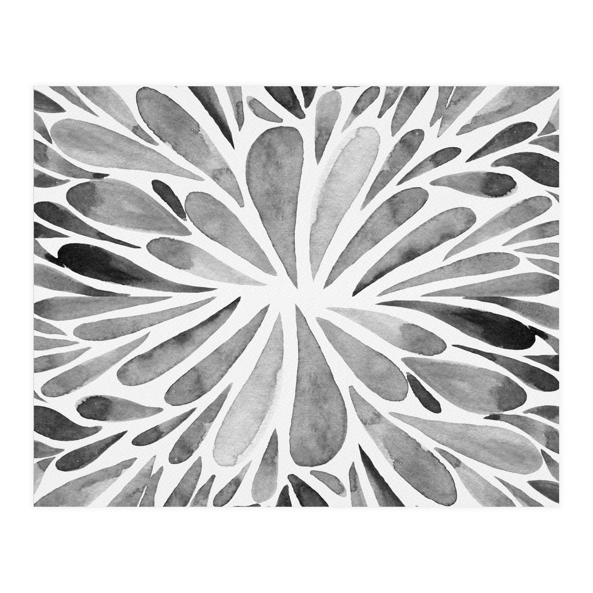 Retro abstract floral - black and white (Print Only)