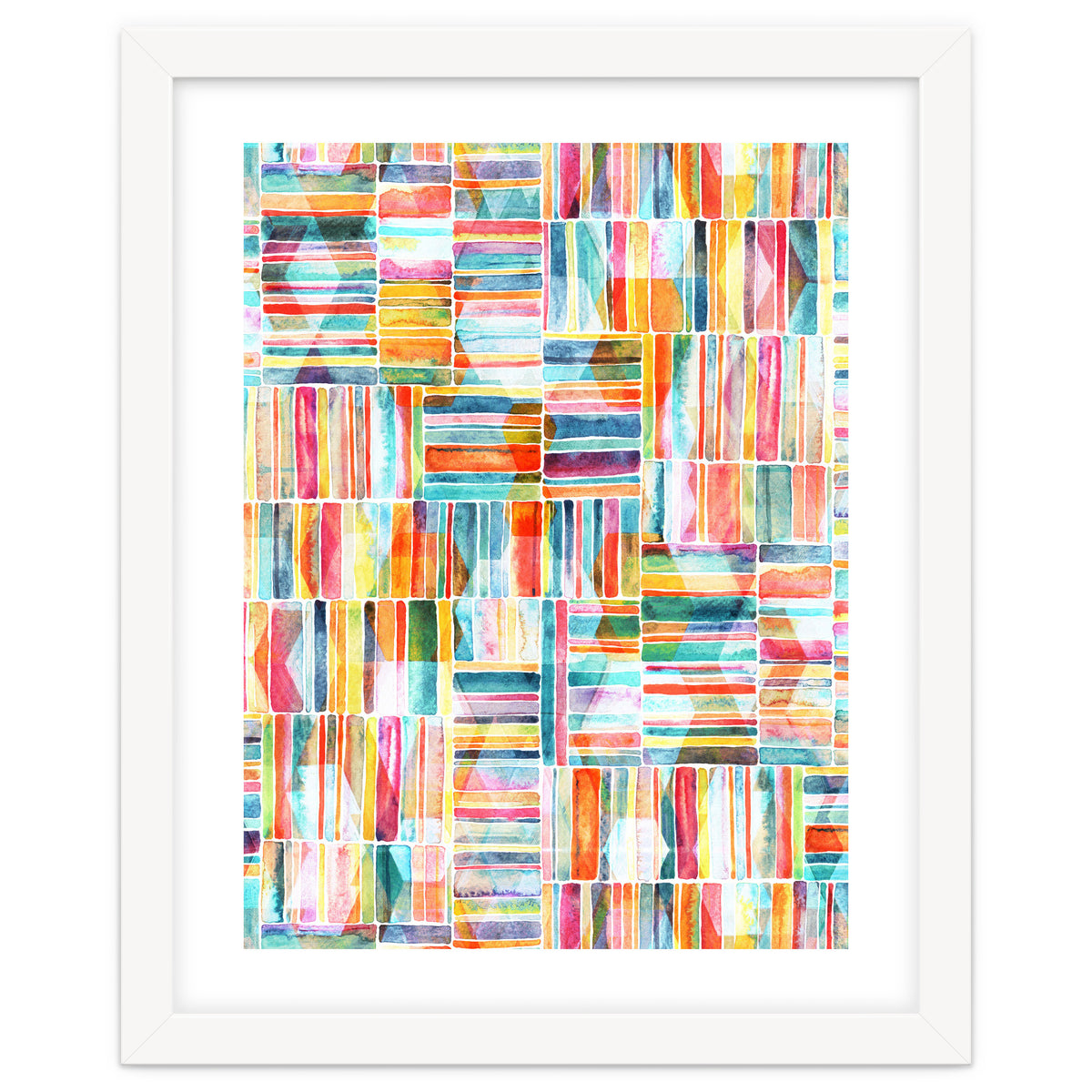 Summer Pastel Geometric and Striped Abstract on white