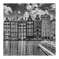 AMSTERDAM Damrak and dancing houses | Monochrome (Print Only)