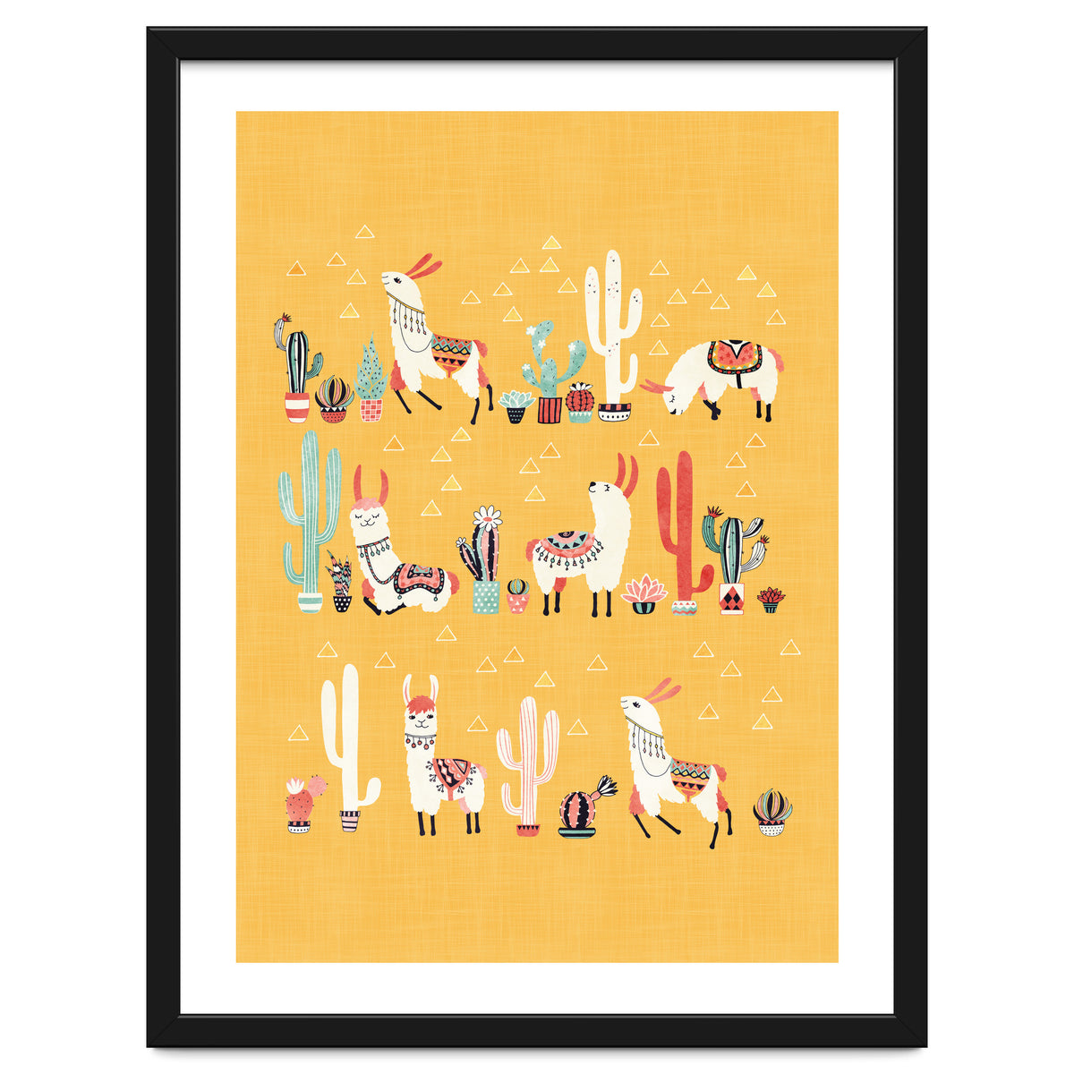 Happy Llama With Cactus In A Pot