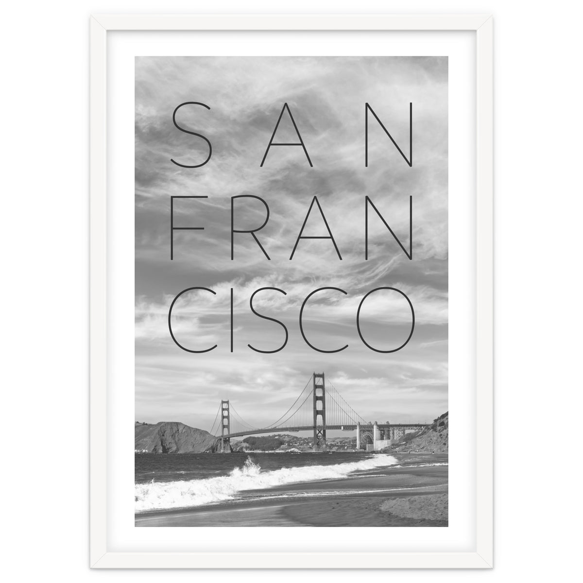 Golden Gate Bridge & Baker Beach | Text & Skyline