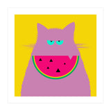 Watermelon Lilac Cat  (Print Only) thumbnail