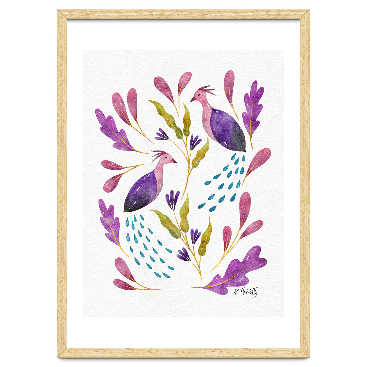 Folk Art Peacocks Purple