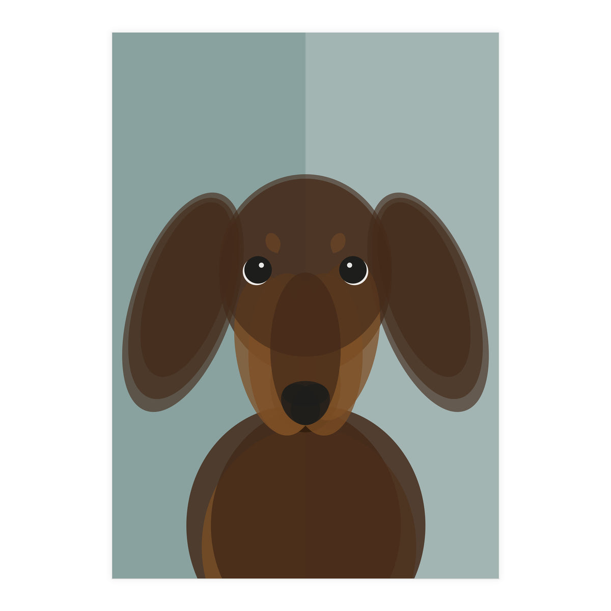 Mid Century Geometric Dachshund Dog (Print Only)