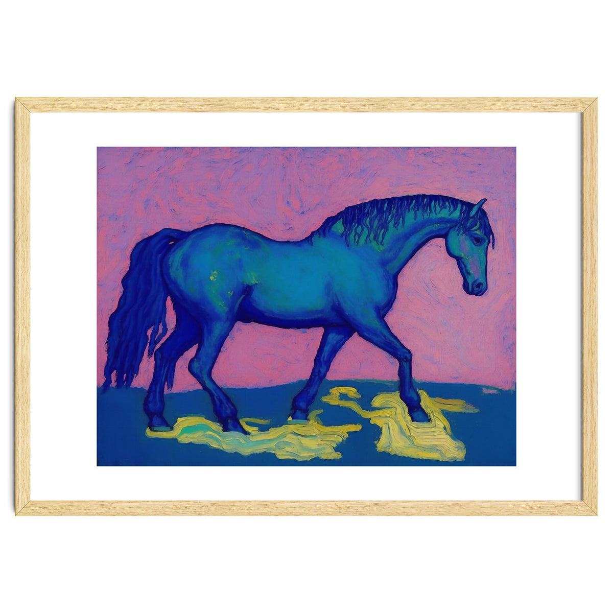 Blue Horse Abstract Painting
