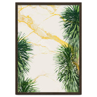 Gold marble texture with palm tree