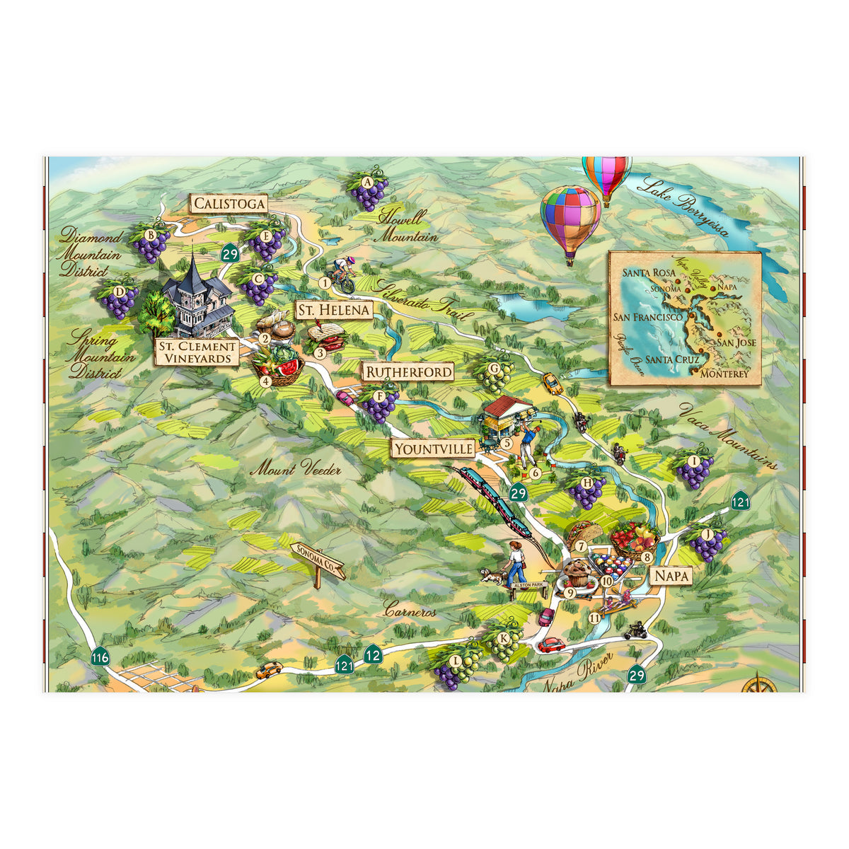 Napa Valley Illustrated Map (Print Only)