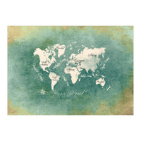 World Map White Green (Print Only)