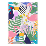 Tropical Spring | Pastel Quirky Modern Bohemian Jungle Botanical | Flamingo Palm Cockatoo Birds (Print Only) thumbnail
