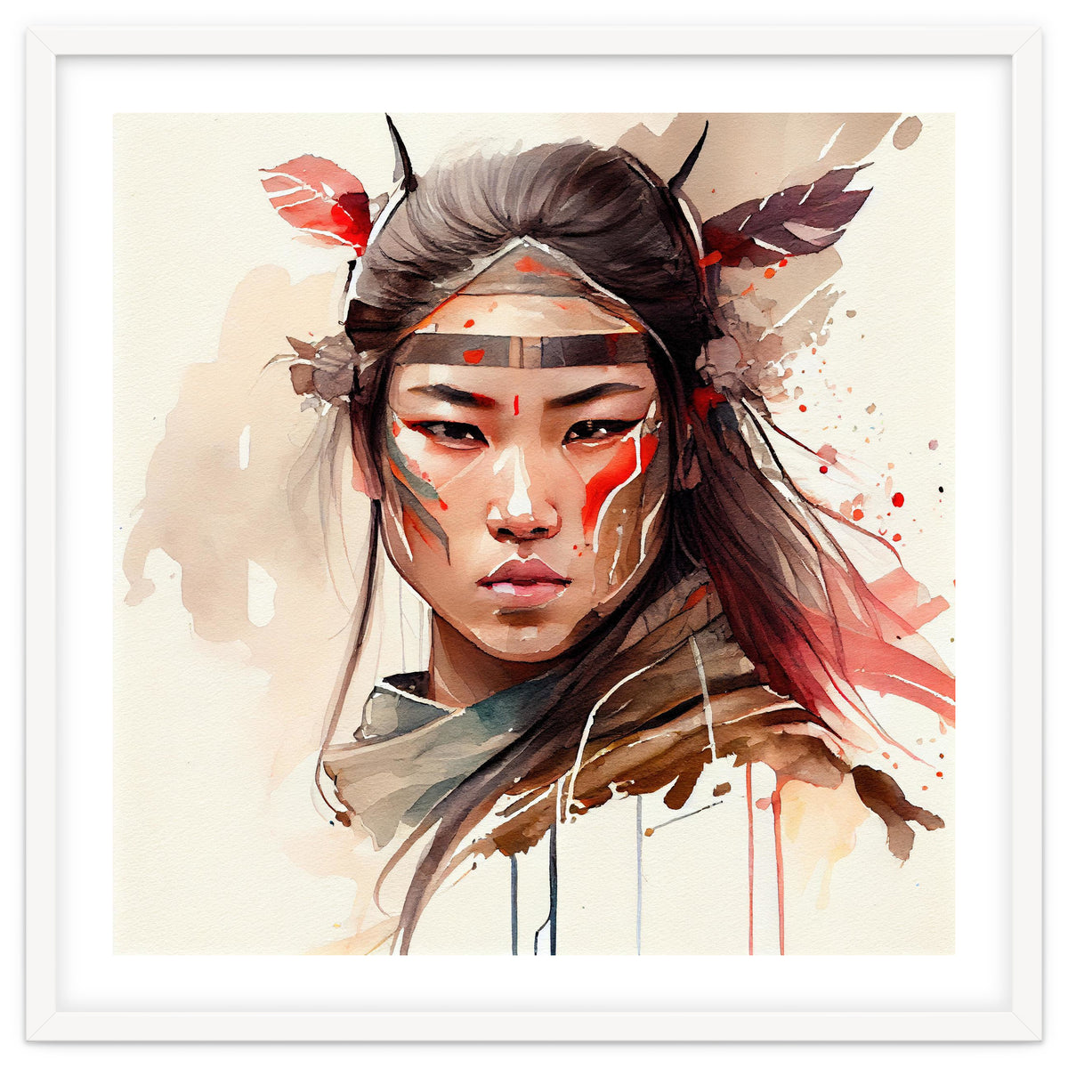 Watercolor Asian Warrior Woman #2