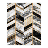 Abstract Chevron Pattern - Black and White Marble (Print Only) thumbnail